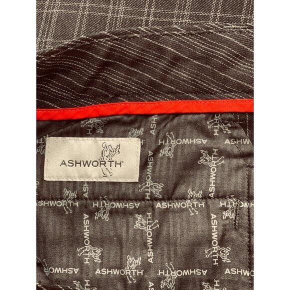 ASHWORTH Men's Checkered Dress Activewear Golf Shorts 40W Black Grey Flat Front - Picture 7 of 13